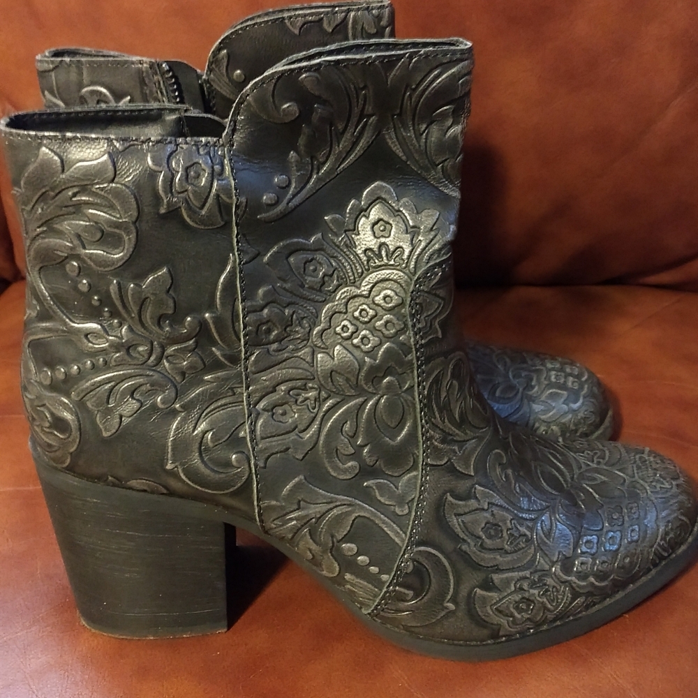 Black leather boots